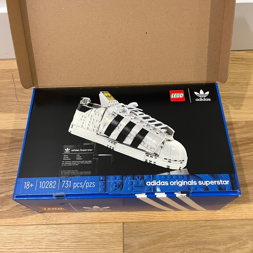 Adidas Originals Superstar LEGO Set in Blue Box 10282 New in Box